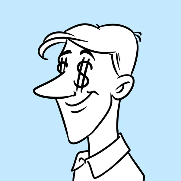 Jovem Homem Negócios Esboço Retrato Ilustração Desenhos Animados — Fotografia de Stock
