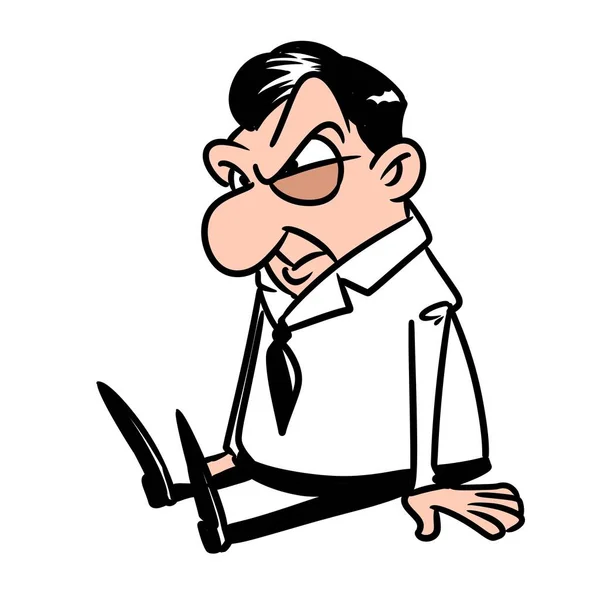 Rozzlobený Muž Kancelář Pracovník Sedící Ilustrace Kreslený Znak — Stock fotografie