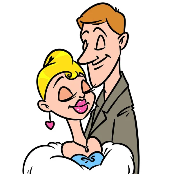 Jóvenes Amor Hombre Chica Ilustración Dibujos Animados — Foto de Stock