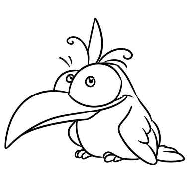 Güzel kuş karga karakteri çizim çizgi çizgi çizgisi