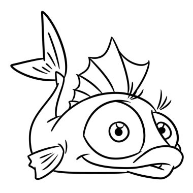 Büyük balık gözleri çizgi film hatlarında yalan söyler.