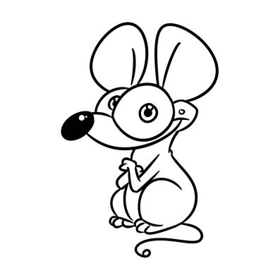 Küçük fare büyük göz çizimi çizgi film çizgisi