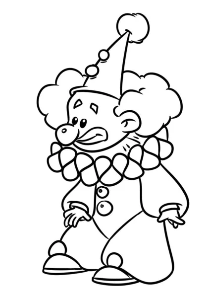 Clown Circo Personaggio Artista Illustrazione Cartone Animato Contorno Linea — Foto Stock