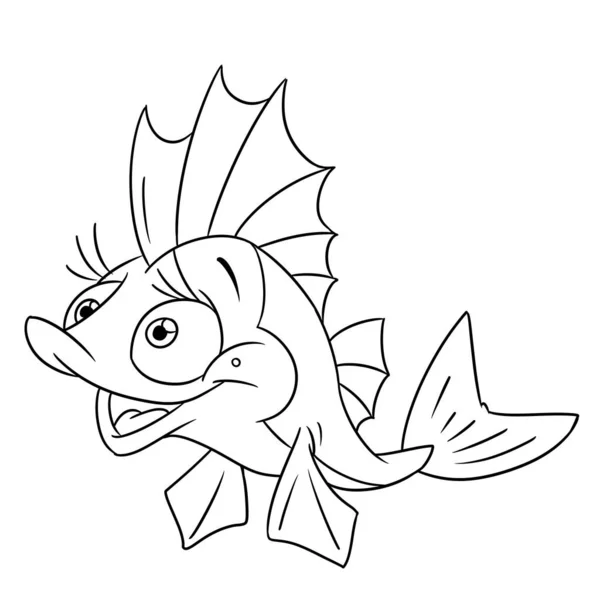 Poisson Joie Illustration Dessin Animé Contour Ligne — Photo