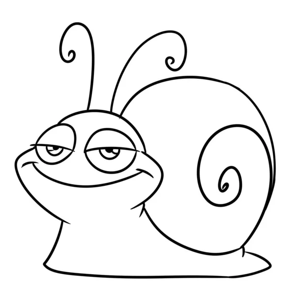 Caracol Sorriso Ilustração Desenho Animado Contorno Linha — Fotografia de Stock