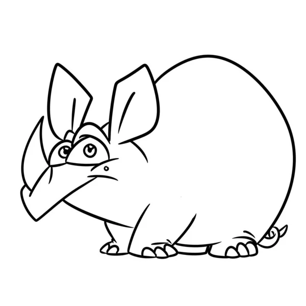 Neushoorn Dier Illustratie Cartoon Contour Lijn — Stockfoto