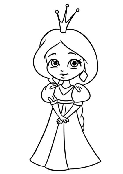 Menina Princesa Ilustração Desenho Animado Contorno Linha — Fotografia de Stock