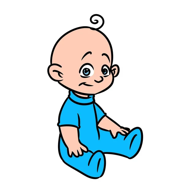 Bambino Seduto Illustrazione Cartone Animato — Foto Stock
