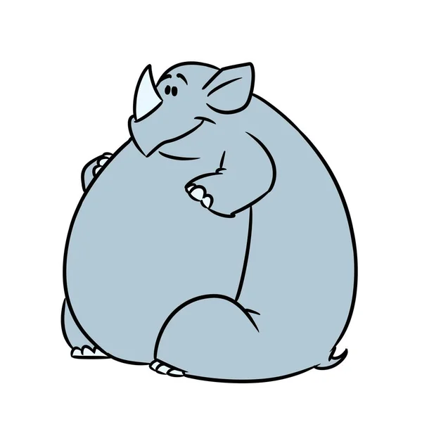 Fat Rhinoceros Parody Animal Illustration Cartoon — Stock Photo, Image