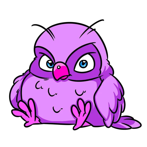 Purple Bird Owl Sitting Illustration Cartoon — Stock Photo, Image