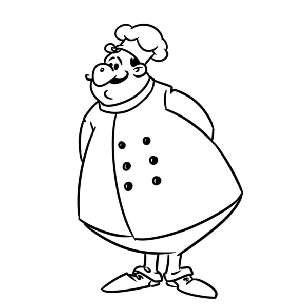 Chef Grasso Personaggio Contorno Illustrazione Cartone Animato — Foto Stock