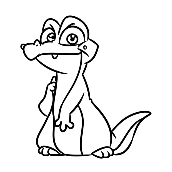 Pequeno Réptil Crocodilo Personagem Ilustração Desenho Animado — Fotografia de Stock