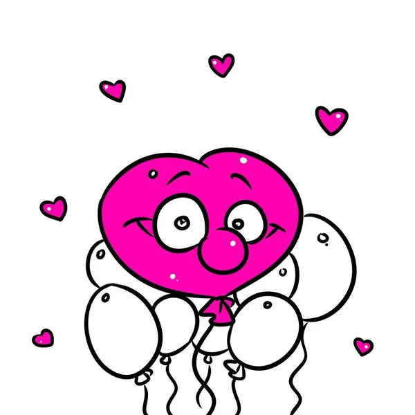 Palloncini Amore Cartolina Rosa Cuore Illustrazione Cartone Animato — Foto Stock