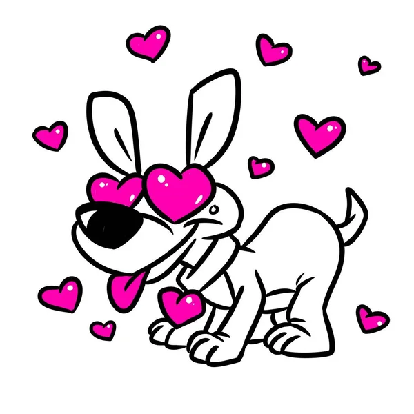Pies Postać Miłość Pocztówka Różowy Ilustracja Kreskówka — Zdjęcie stockowe