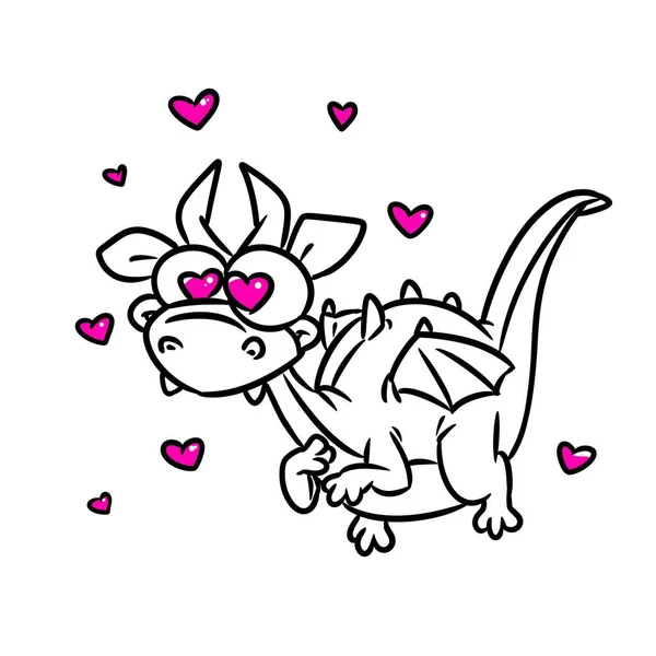 Dragón Romance Tarjeta Felicitación Amor Rosa Ilustración Dibujos Animados —  Fotos de Stock