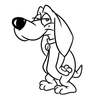 Köpek yorgun hayvan karakteri çizimi