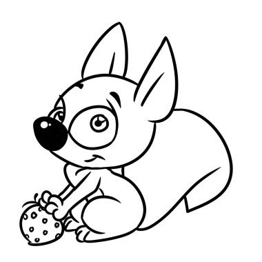 Küçük sincap çileği karakter boyama kitabı illüstrasyon çizgi filmi