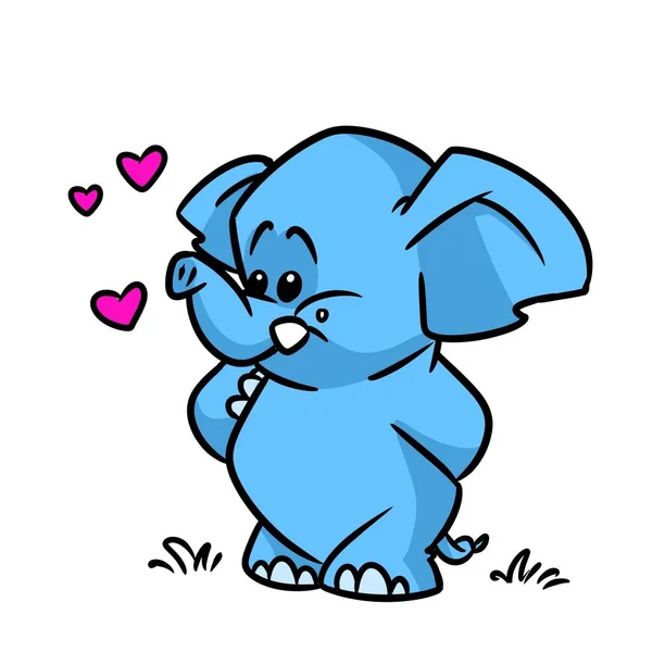 Petit Éléphant Bleu Personnage Mignon Dessin Animé Animal Illustration — Photo