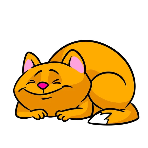 Red fat cat sleeping rest smile character illustration cartoon