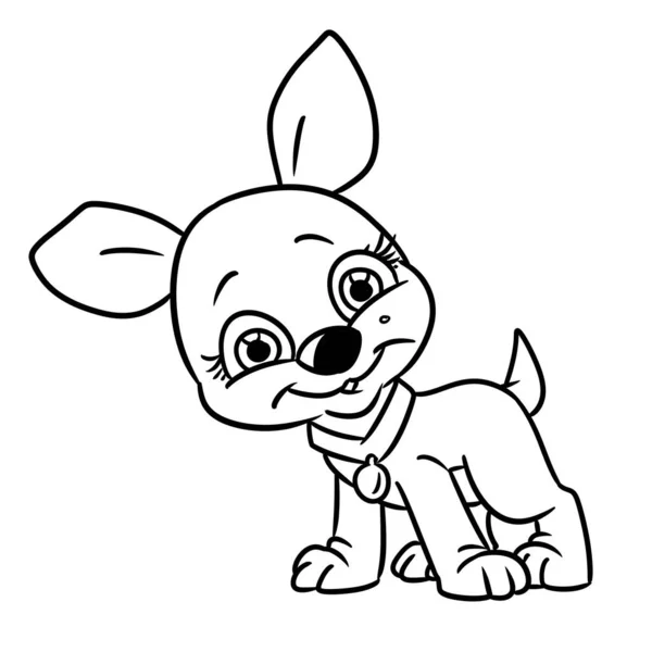 Kleine Mädchen Doggy Sieht Lächeln Illustration Karikatur — Stockfoto