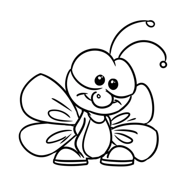 Small Insect Beetle Butterfly Character Illustration Cartoon — Stock Photo, Image