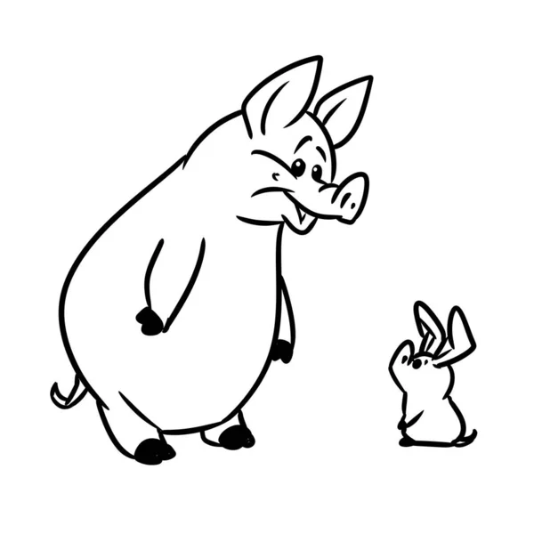猪小农场动物插图卡通画 — 图库照片