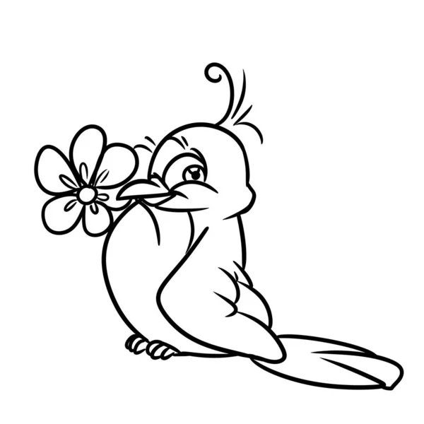 Petit Oiseau Cadeau Fleur Animal Personnage Illustration Dessin Animé — Photo
