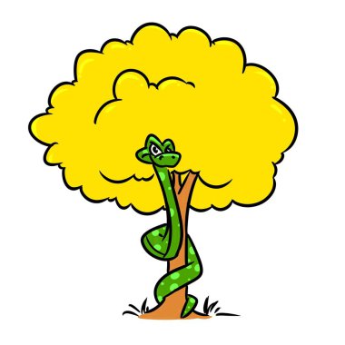 Günah Hikayesi Yasak Meyve Yılanı Bilginin Yılan Ağacı Çizgi Filmi