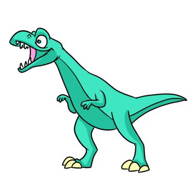 Dinozor yeşili sürüngen karakteri hayvan çizimi karikatürü