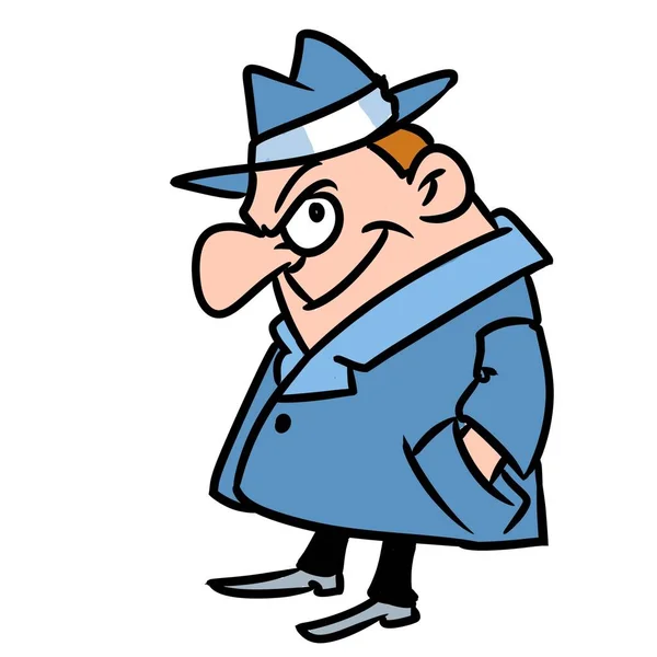 Homem Personagem Ilustração Suspeita Desenhos Animados — Fotografia de Stock