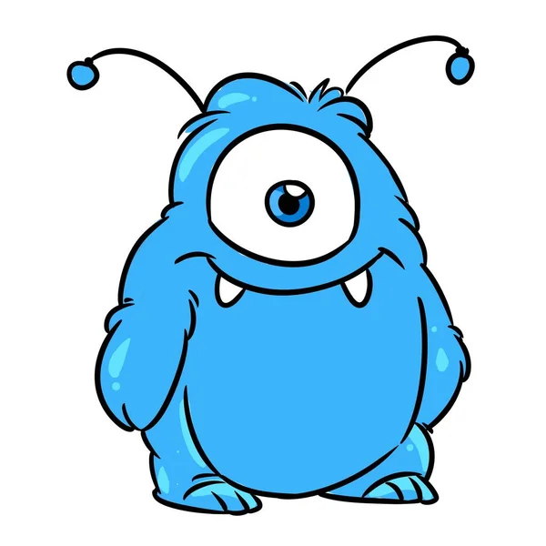 Monster Blue Fantasy Oko Znak Ilustrace Karikatura — Stock fotografie