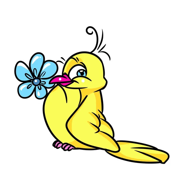 黄色い翼の鳥カナリアイラスト漫画 — ストック写真