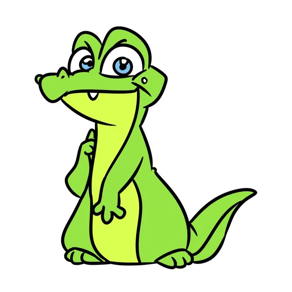 Little Kind Green Crocodile Illustration Cartoon — Stock Photo, Image