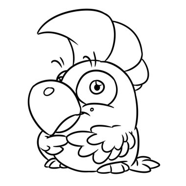 Papağan küçük kuş hayvan karakteri çizim karikatürü