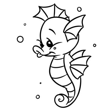 Deniz atı karakteri hayvan. Çizgi film renklendirmesi.