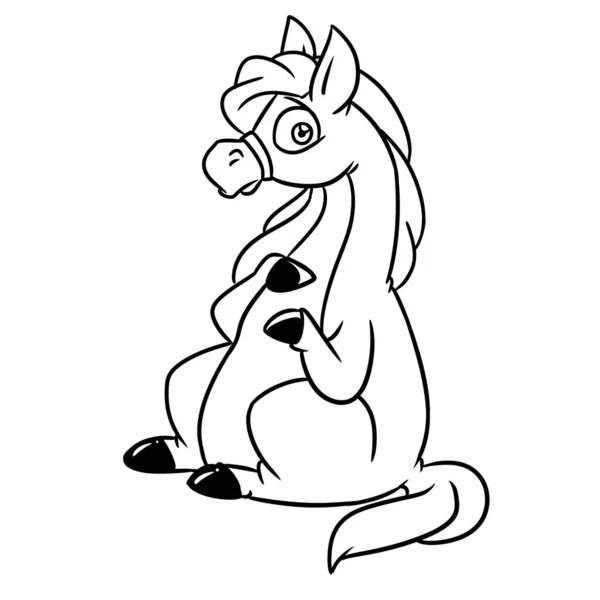 太った馬のキャラクター動物イラスト漫画の着色 — ストック写真