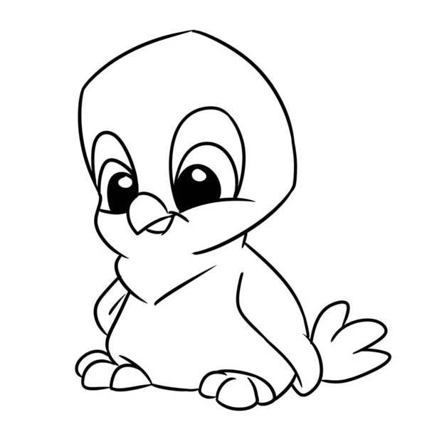 Kleine Vogel Freundlich Charakter Tier Illustration Cartoon Färbung — Stockfoto