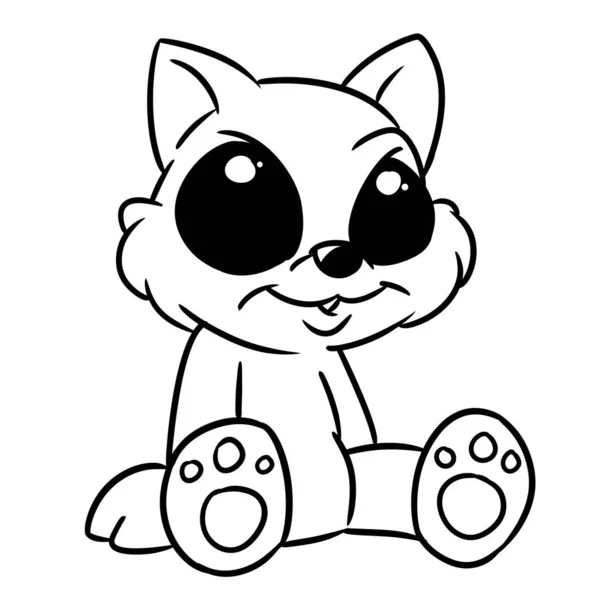 Gatinho Sentado Sorriso Tipo Animal Ilustração Desenho Animado Coloração — Fotografia de Stock
