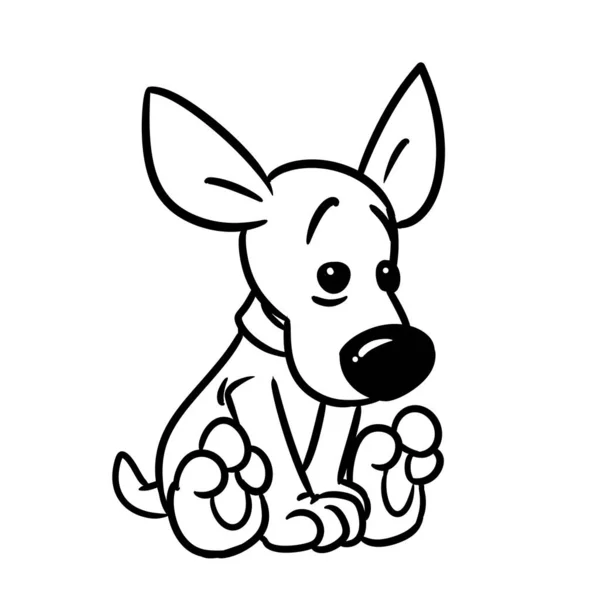Little Smutný Pes Charakter Zvíře Ilustrace Kreslené Zbarvení — Stock fotografie