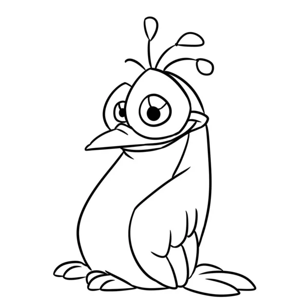 Vogel Karakter Mooie Illustratie Cartoon Contour Kleuren — Stockfoto