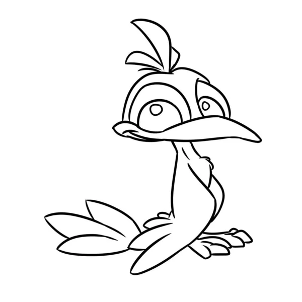 Pequeño Personaje Animal Pájaro Mirando Sentado Ilustración Dibujos Animados Contorno —  Fotos de Stock