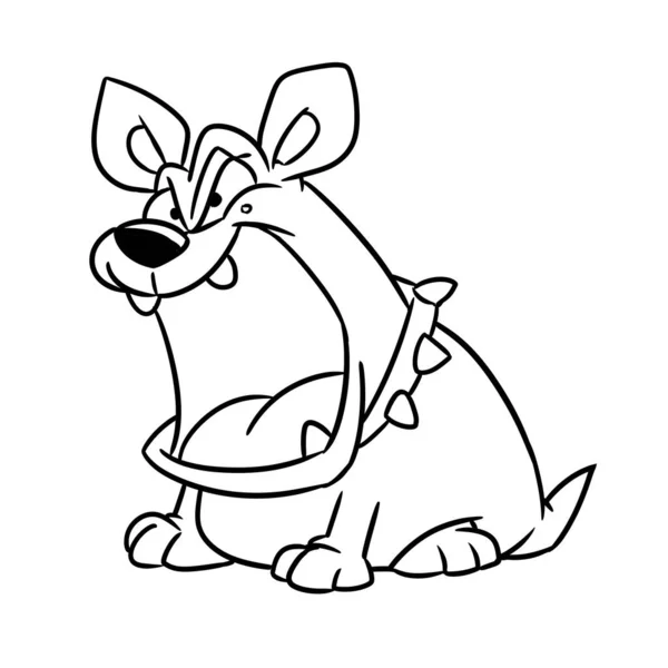 Mérges Bulldog Karakter Állat Kutya Illusztráció Rajzfilm Kontúr Színezés — Stock Fotó