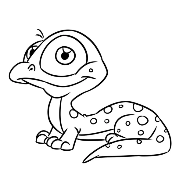 Pequeño Personaje Lagarto Animal Sonrisa Ojos Grandes Ilustración Dibujos Animados —  Fotos de Stock