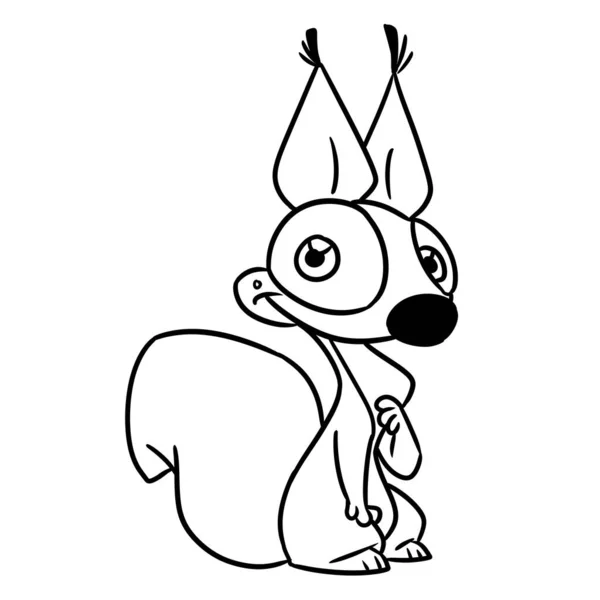 Veverka Legrační Roztomilý Charakter Zvíře Ilustrace Kreslený Obrys Zbarvení — Stock fotografie