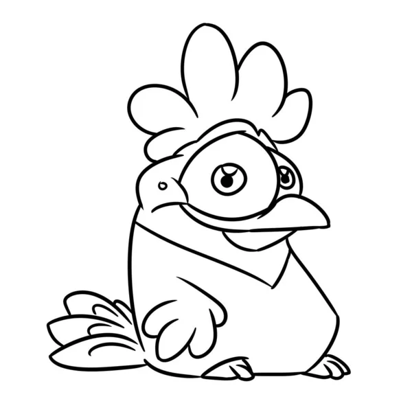 Hahn Charakter Tier Niedlich Illustration Cartoon Konturfärbung — Stockfoto