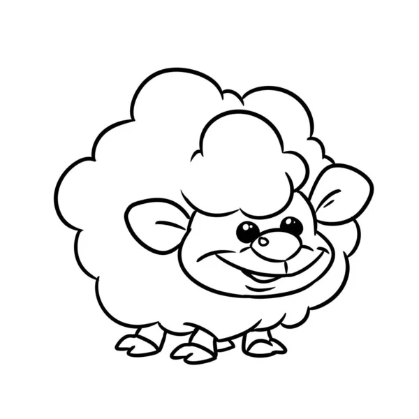 羊のキャラクター動物イラスト漫画の輪郭の着色 — ストック写真
