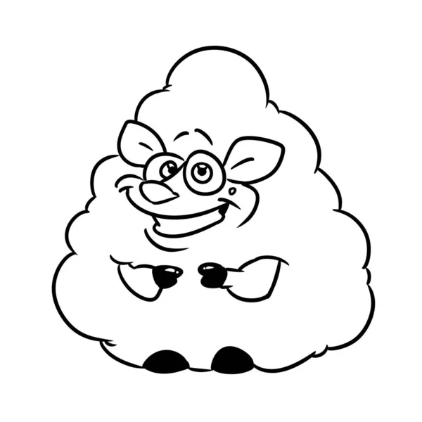 Spoof Úsměv Legrační Ovce Charakter Zvíře Ilustrace Kreslený Obrys Zbarvení — Stock fotografie