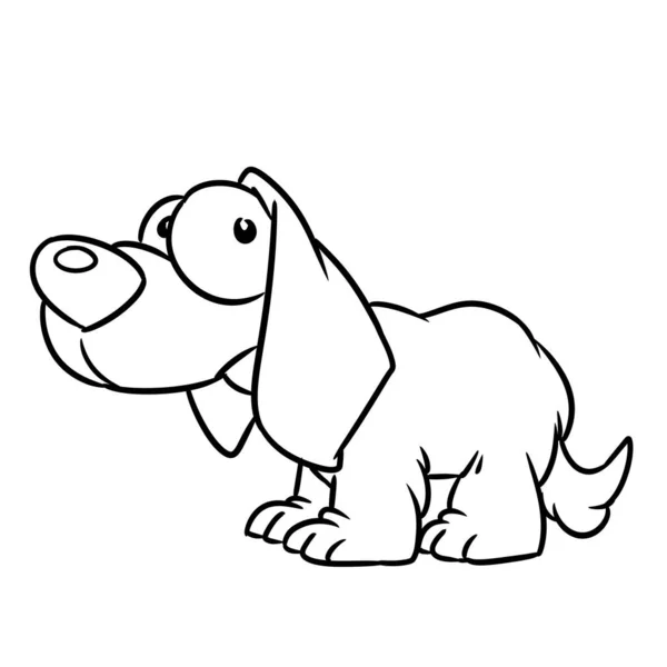 Dog Surprise Sad Character Animal Illustration Cartoon Contour Coloring — Stock Photo, Image