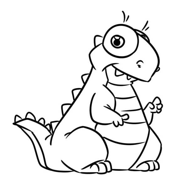 Parody Dinozaur Charakter Zwierząt Minimalizm Żart Ilustracja Kreskówka Kontur Kolorowanki — Zdjęcie stockowe