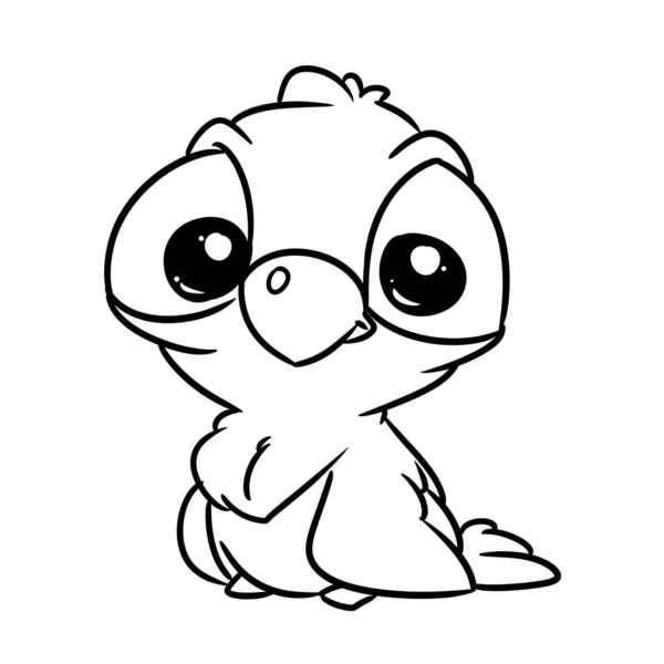 Cute Beautiful Parrot Bird Character Animal Illustration Cartoon Contour Coloring — Stock Photo, Image